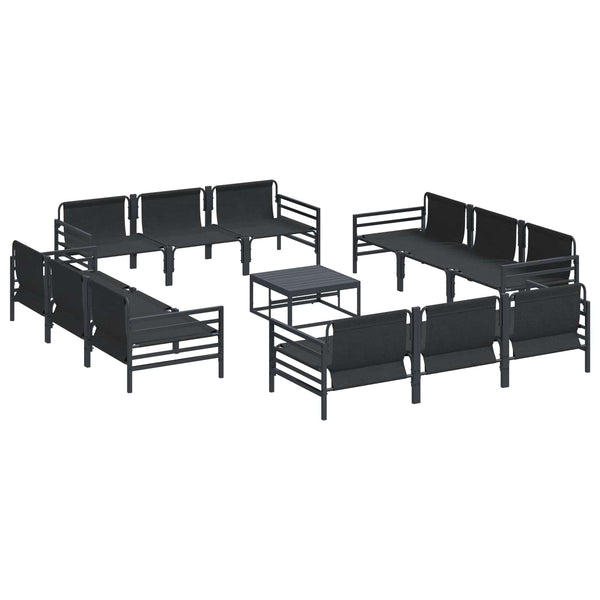 Gartensofa Set mit Kissen, 13-teilig, Schwarz