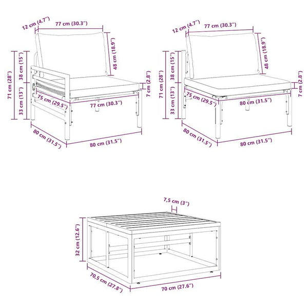 Gartensofa Set mit Kissen, 13-teilig, Schwarz