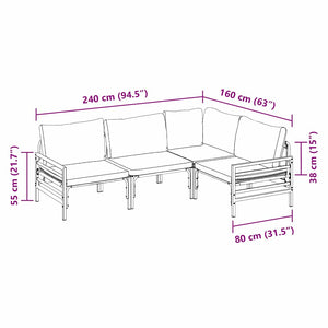 Gartensofa Set mit Kissen, 4-teilig