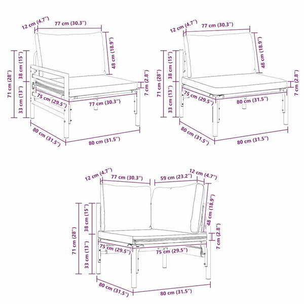 Gartensofa Set mit Kissen, 4-teilig