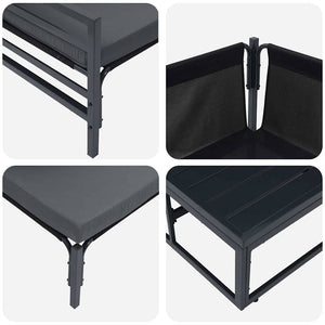 Gartensofa-Set Schwarz mit Kissen, 11-teilig