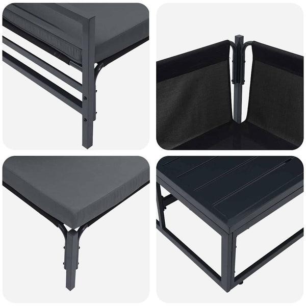 Gartensofa-Set Schwarz mit Kissen, 11-teilig