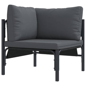 Gartensofa-Set Schwarz mit Kissen, 11-teilig