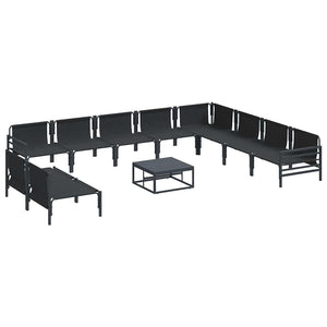 Gartensofa-Set Schwarz mit Kissen, 11-teilig