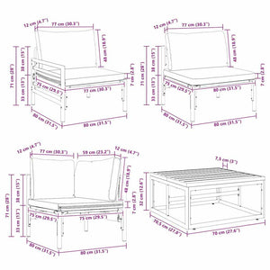 Gartensofa-Set Schwarz mit Kissen, 11-teilig