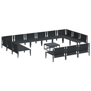 Gartensofa Set Schwarz mit Kissen 14-teilig