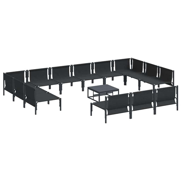 Gartensofa Set Schwarz mit Kissen 14-teilig