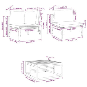 Gartensofa Set Schwarz mit Kissen 14-teilig