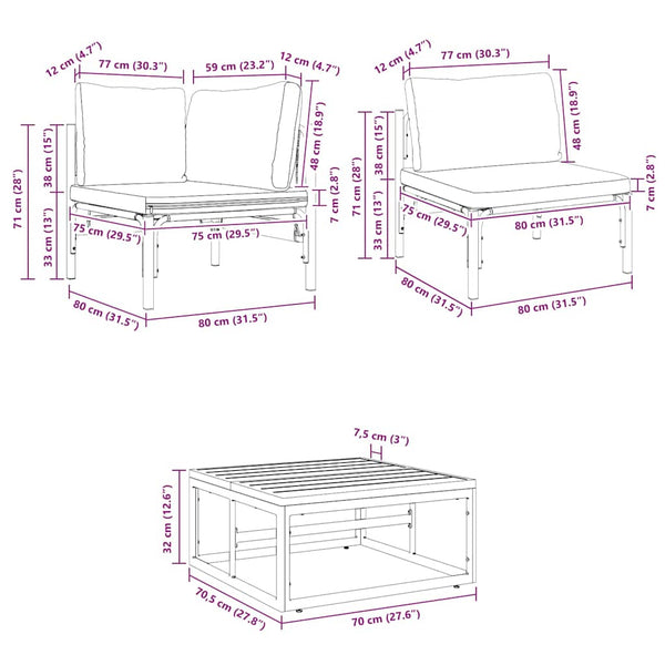 Gartensofa Set Schwarz mit Kissen 14-teilig
