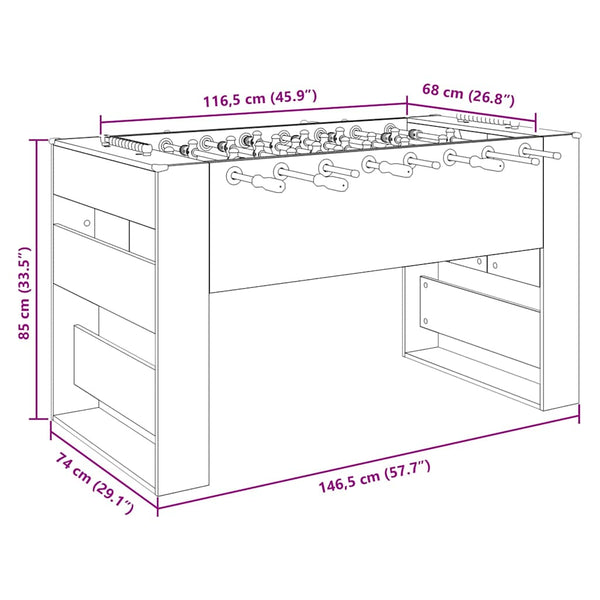 Tischfußballtisch Altholz 146,5 cm