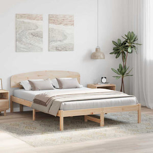 vidaXL Cadre de lit avec tête de lit Naturel 150 x 200 cm Bois de pin massif