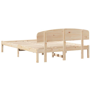vidaXL Cadre de lit avec tête de lit Naturel 150 x 200 cm Bois de pin massif