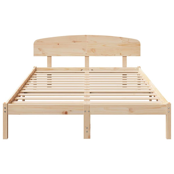 vidaXL Cadre de lit avec tête de lit Naturel 150 x 200 cm Bois de pin massif