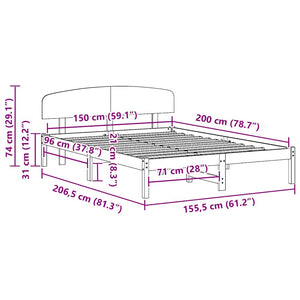 vidaXL Cadre de lit avec tête de lit Naturel 150 x 200 cm Bois de pin massif