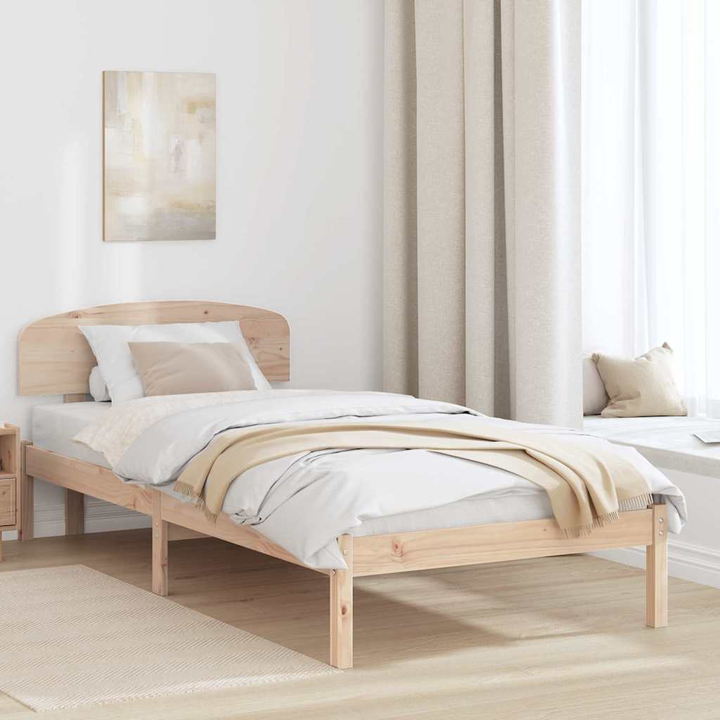 vidaXL Cadre de lit avec tête de lit Naturel 90 x 200 cm Bois de pin massif