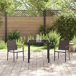 3-teilige Garten Essgruppe Braun Schwarz Rattan