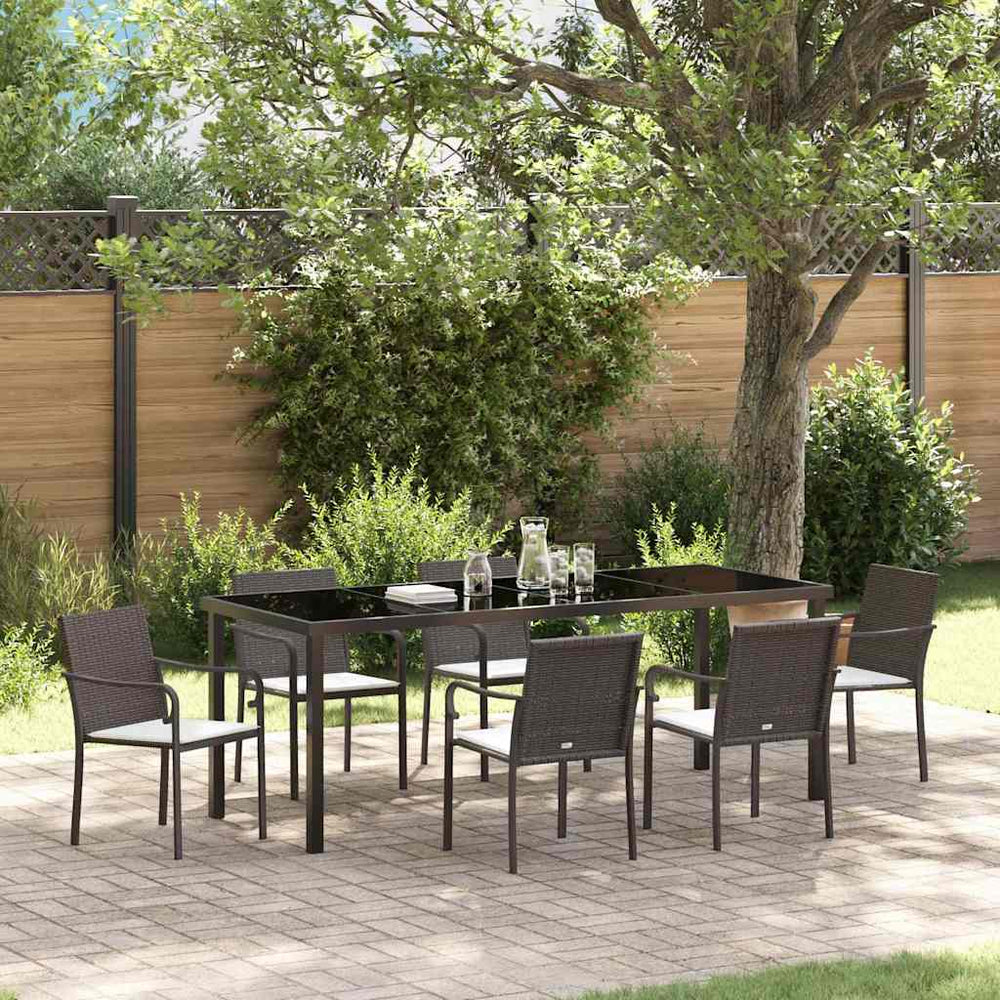 vidaXL Salle à manger de jardin 7 pcs Résine tressée marron et noire