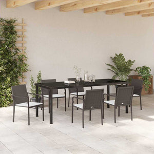 7-teilige Garten Essgruppe Braun Schwarz