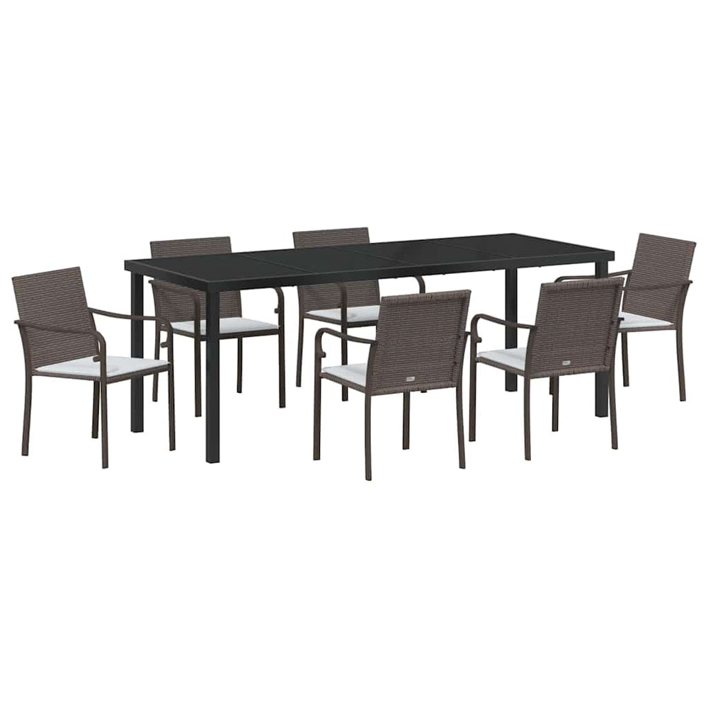vidaXL Salle à manger de jardin 7 pcs Résine tressée marron et noire