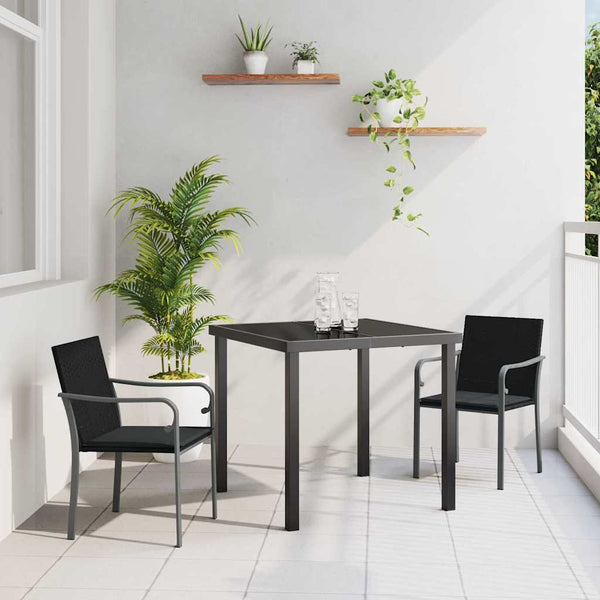 3-teilige Garten Essgruppe aus Rattan