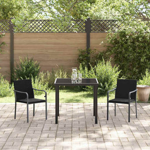 3-teilige Garten Essgruppe aus Rattan