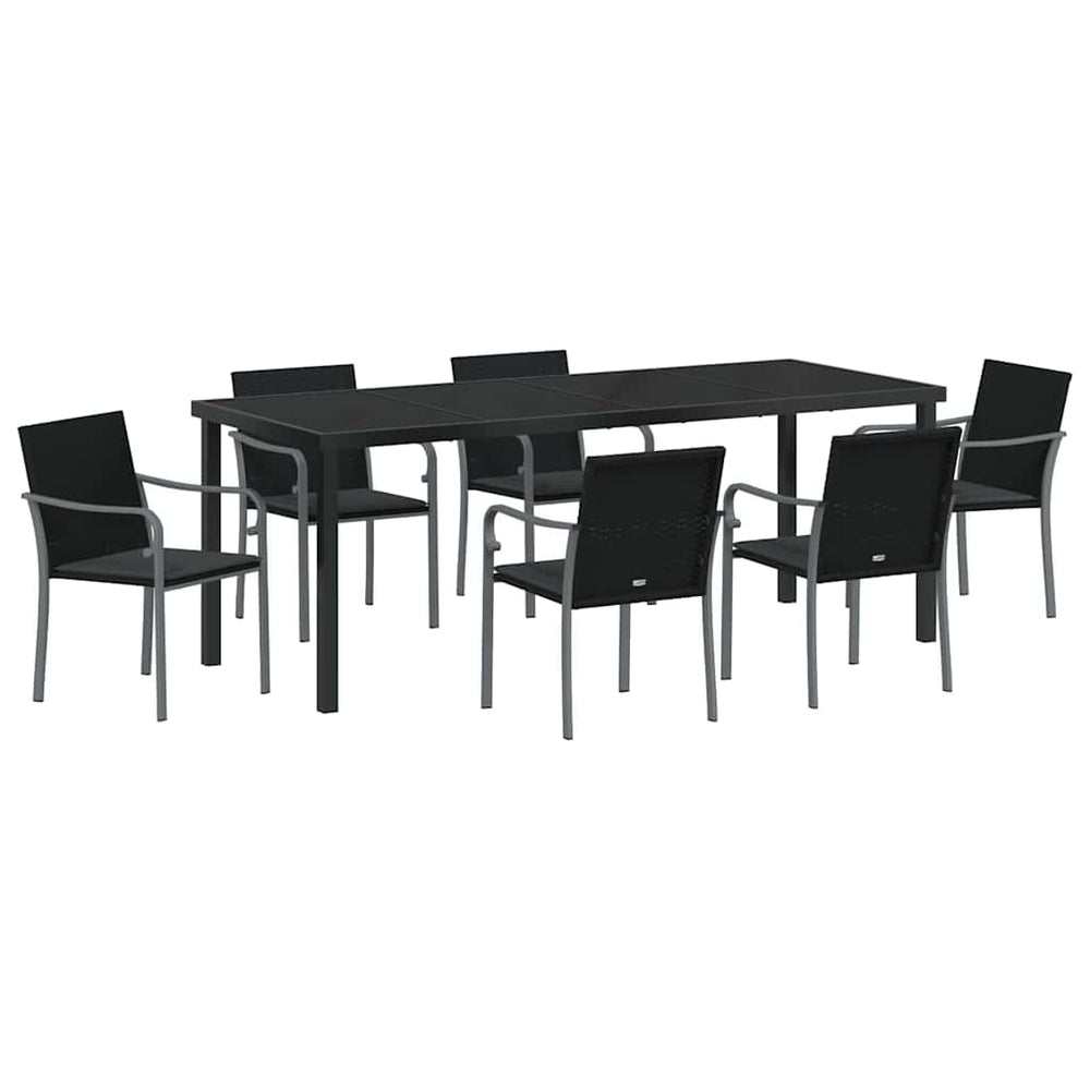 vidaXL Salon de jardin 7 pcs Résine tressée noir et gris