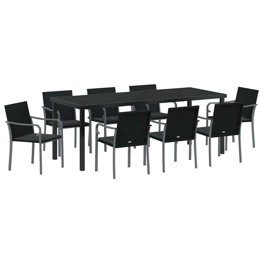 vidaXL Ensemble de salle à manger de jardin 9 pcs Résine tressée noir et gris
