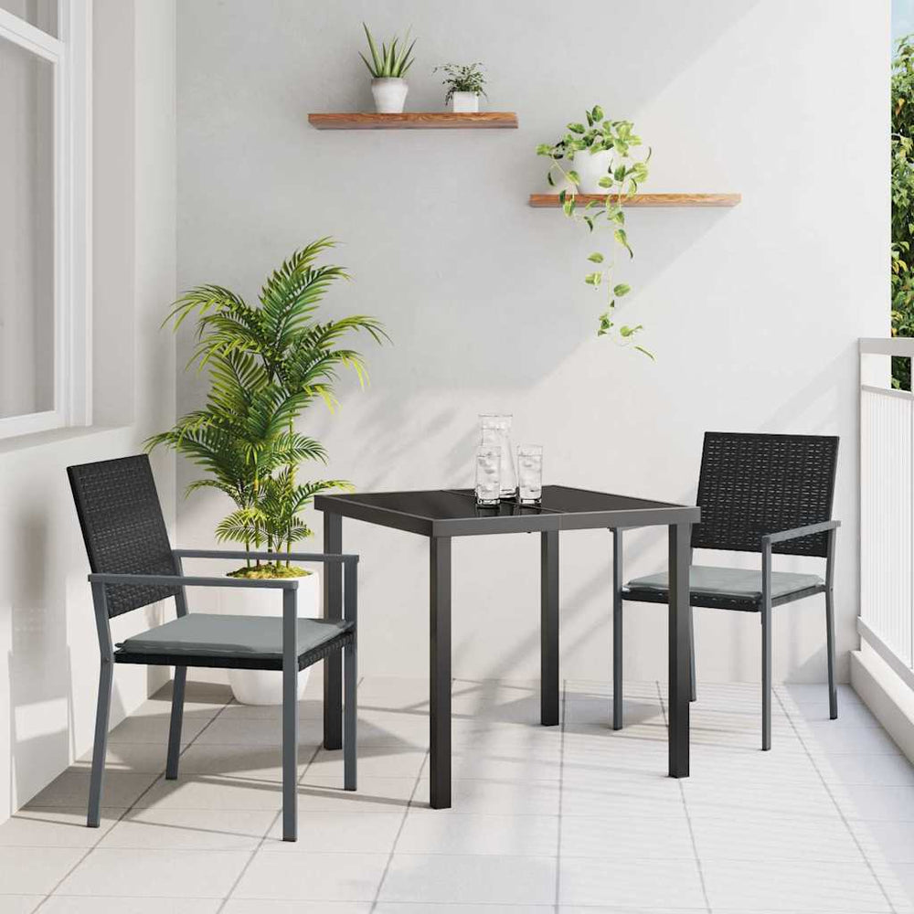 vidaXL Salon de jardin à dîner 3 pcs Noir et gris clair résine tressée