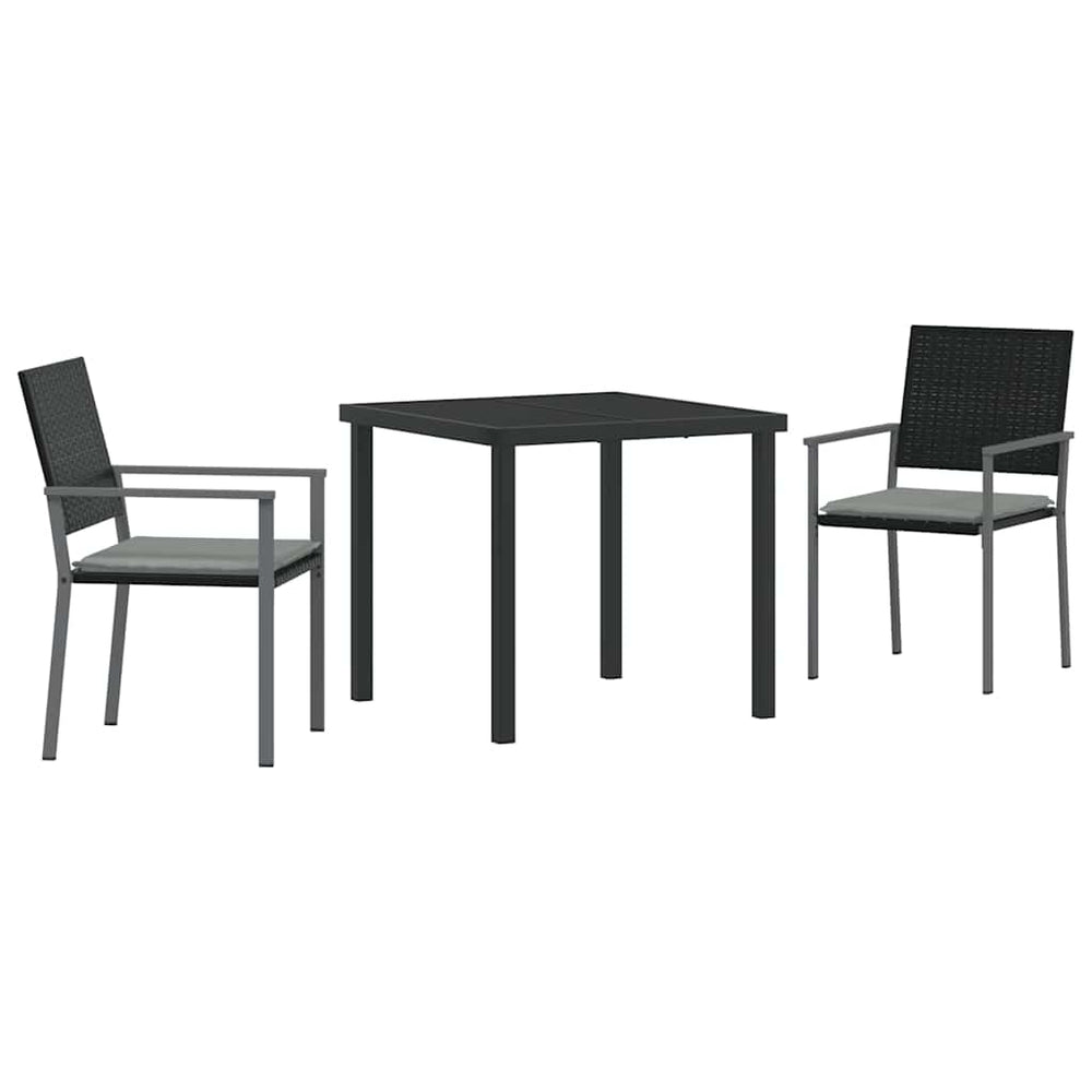 vidaXL Salon de jardin à dîner 3 pcs Noir et gris clair résine tressée