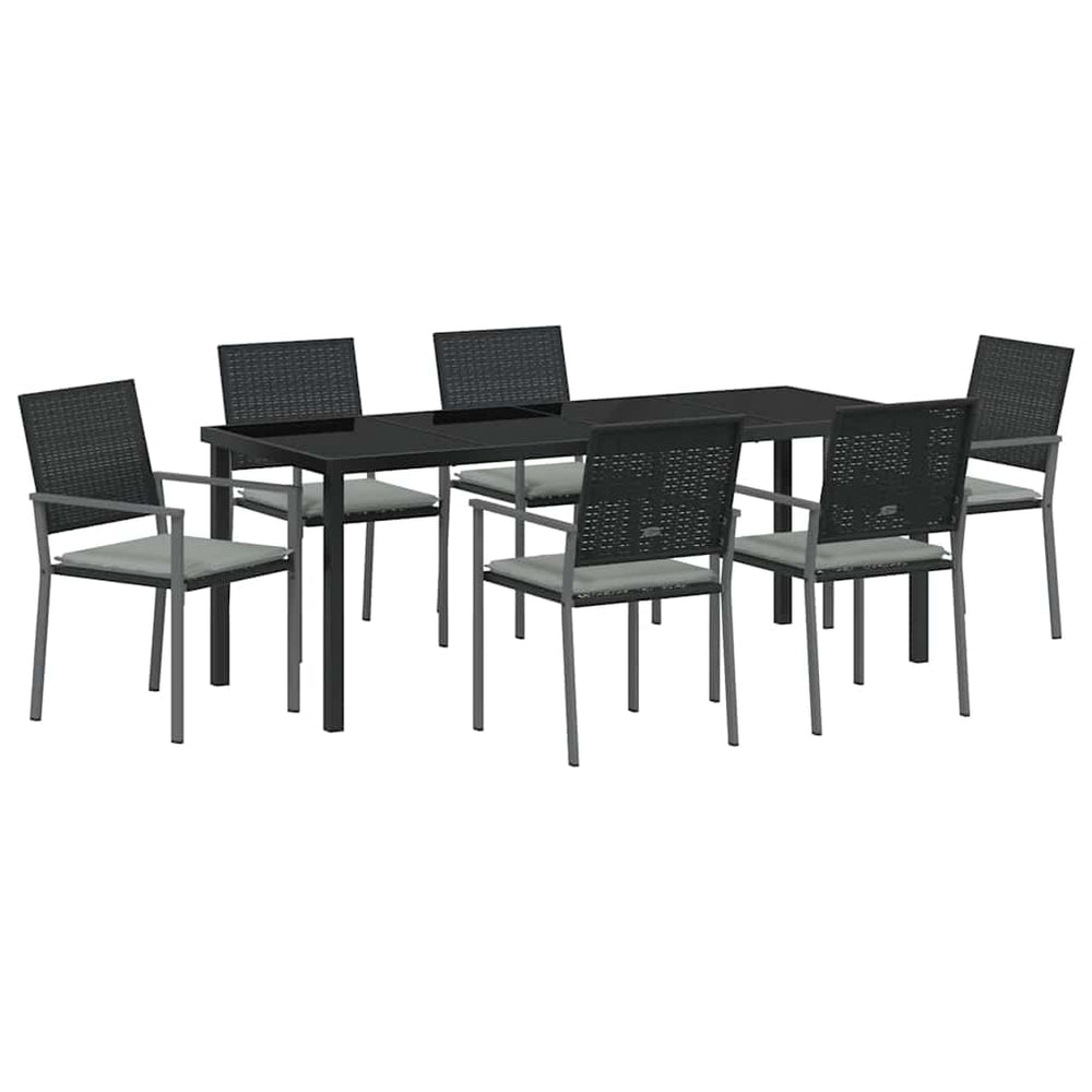 vidaXL Salon de jardin 7 pcs Noir et gris clair résine tressée