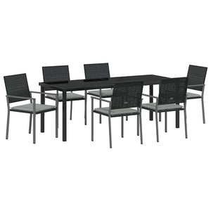 Garten Essgruppe 7-teilig Schwarz/Hellgrau