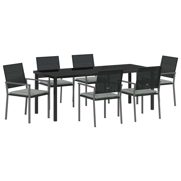 Garten Essgruppe 7-teilig Schwarz/Hellgrau