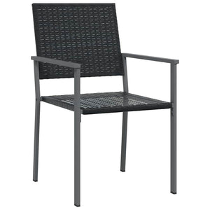 3-teilige Garten Essgruppe Schwarz Rattan