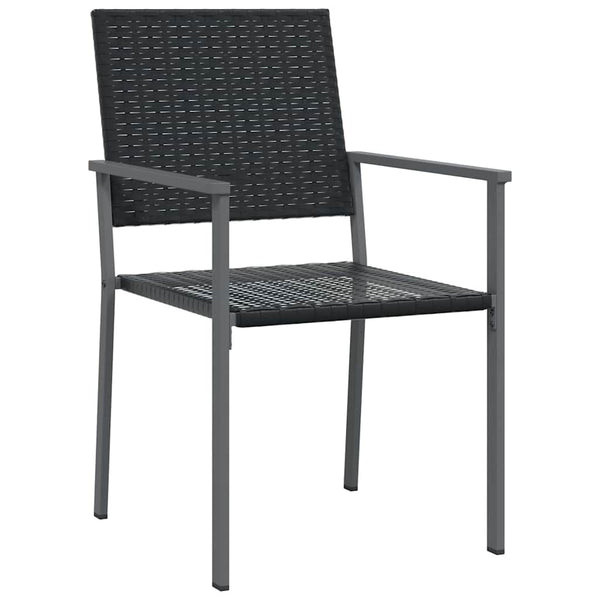 3-teilige Garten Essgruppe Schwarz Rattan
