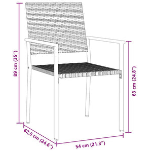 3-teilige Garten Essgruppe Schwarz Rattan