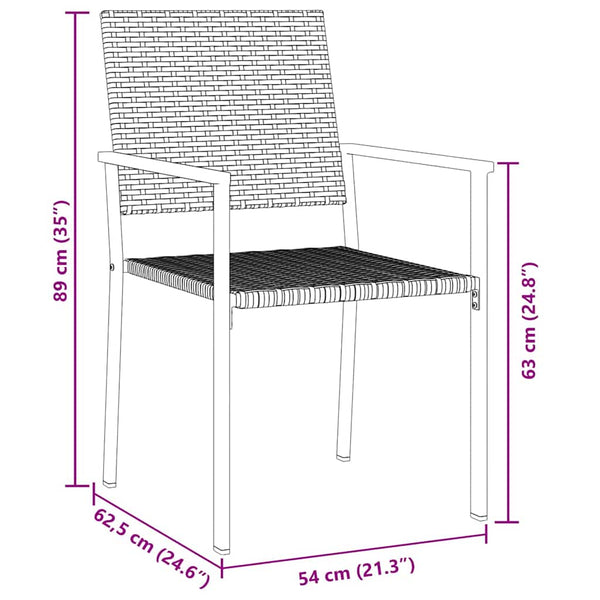 3-teilige Garten Essgruppe Schwarz Rattan