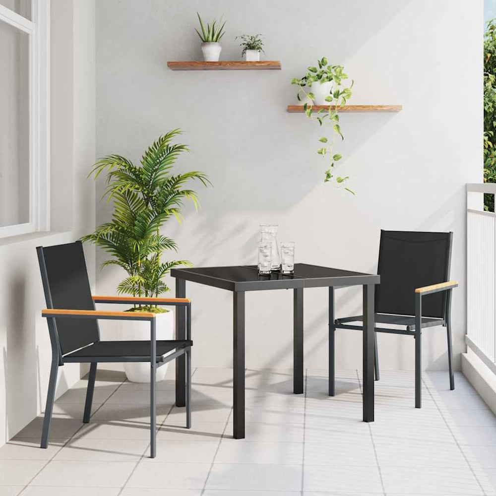 vidaXL Salon de jardin 3 pcs Acier enduit de poudre noir
