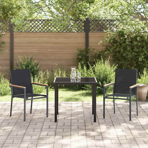 3-teilige Garten Essgruppe Schwarz