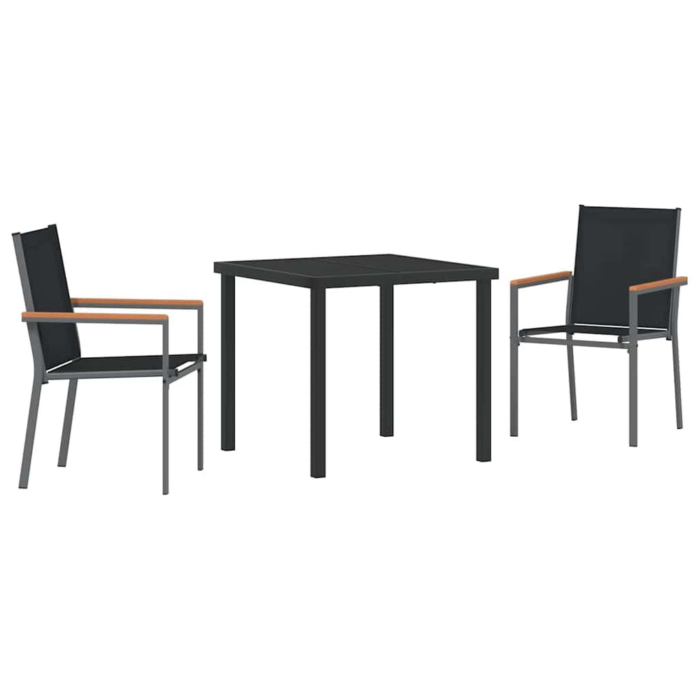 vidaXL Salon de jardin 3 pcs Acier enduit de poudre noir