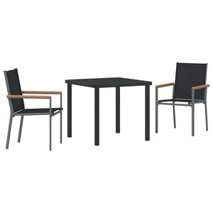 3-teilige Garten Essgruppe Schwarz
