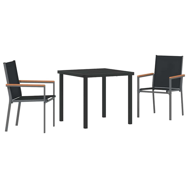 3-teilige Garten Essgruppe Schwarz