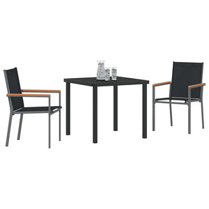 3-teilige Garten Essgruppe Schwarz
