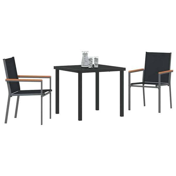 3-teilige Garten Essgruppe Schwarz