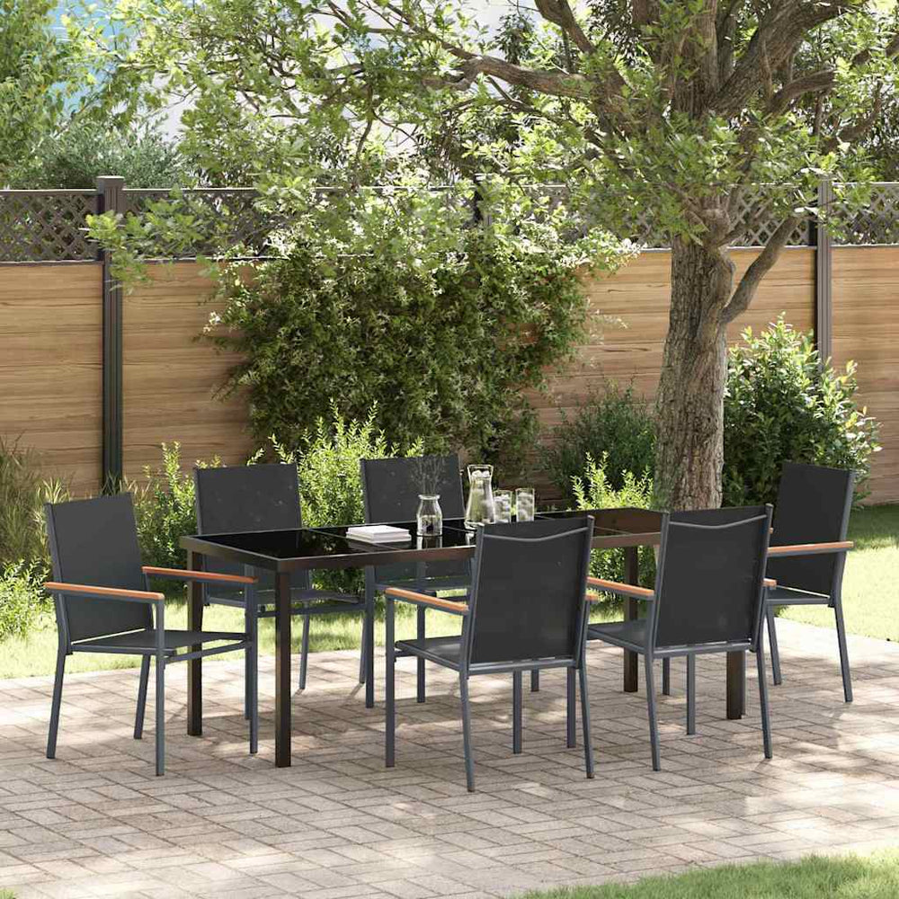 Garten Essgruppe 7-teilig, Schwarz