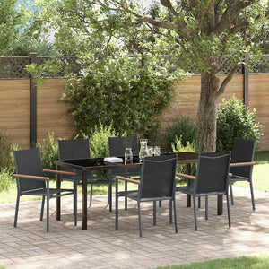 Garten Essgruppe 7-teilig, Schwarz