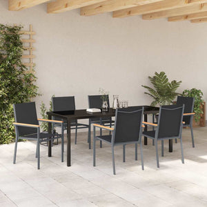 Garten Essgruppe 7-teilig, Schwarz