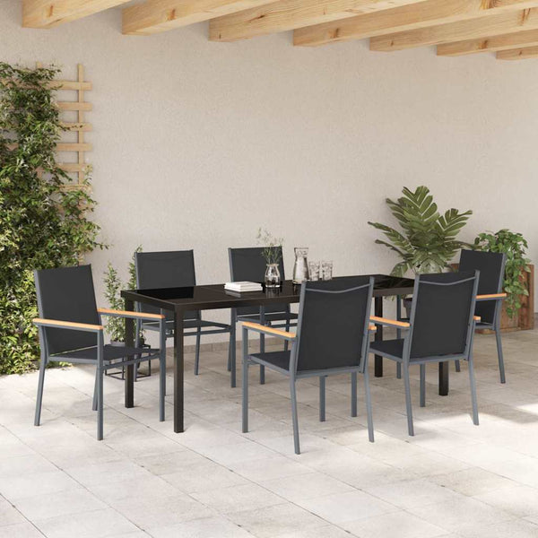 Garten Essgruppe 7-teilig, Schwarz