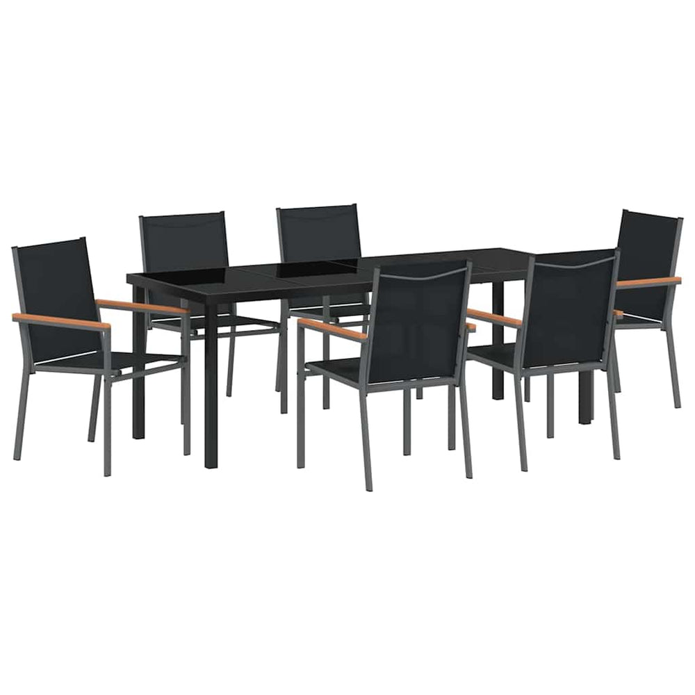 Garten Essgruppe 7-teilig, Schwarz