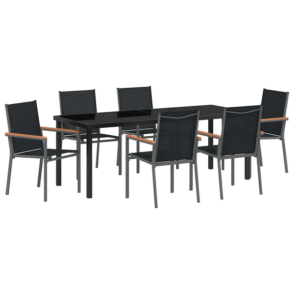 Garten Essgruppe 7-teilig, Schwarz