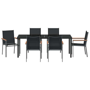 Garten Essgruppe 7-teilig, Schwarz